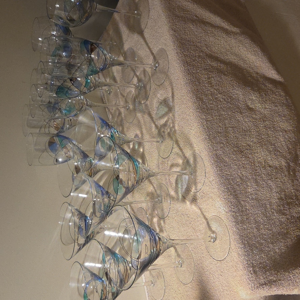 Luminescense Romanian Mouth Blown Crystal Set 17, Hand Made, No 2 Alike